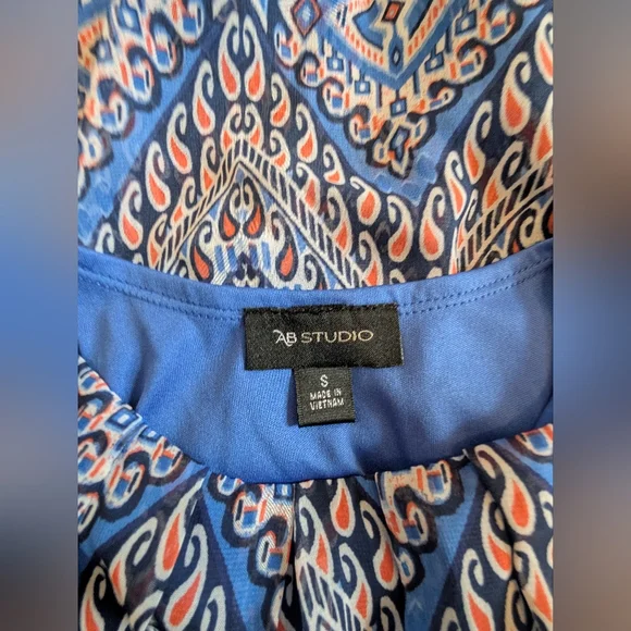 AB Studio Asymmetrical Blue and White Tank Dress Size Small - Picture 5 of 5